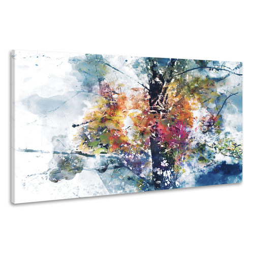 thee strijd ik lees een boek Schilderij - Boom in herfst (print op canvas), 2 maten, Premium print -  Karo-art VOF