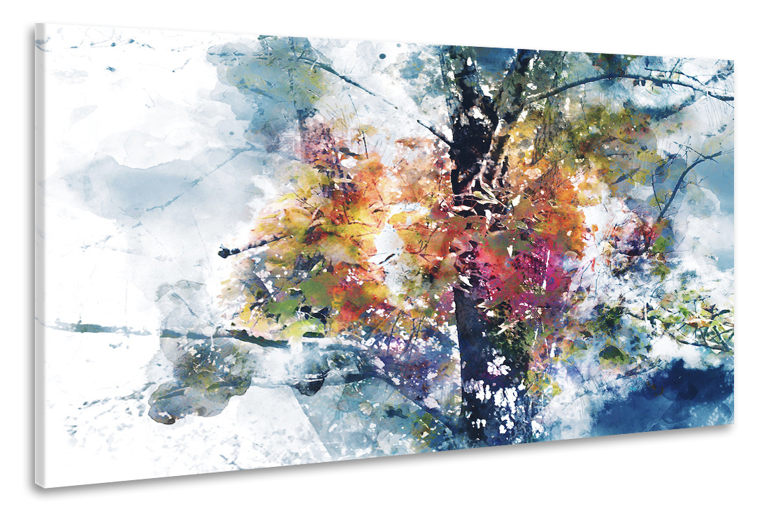 Schilderij - Boom in herfst (print op canvas), 2 maten, Premium print afbeelding