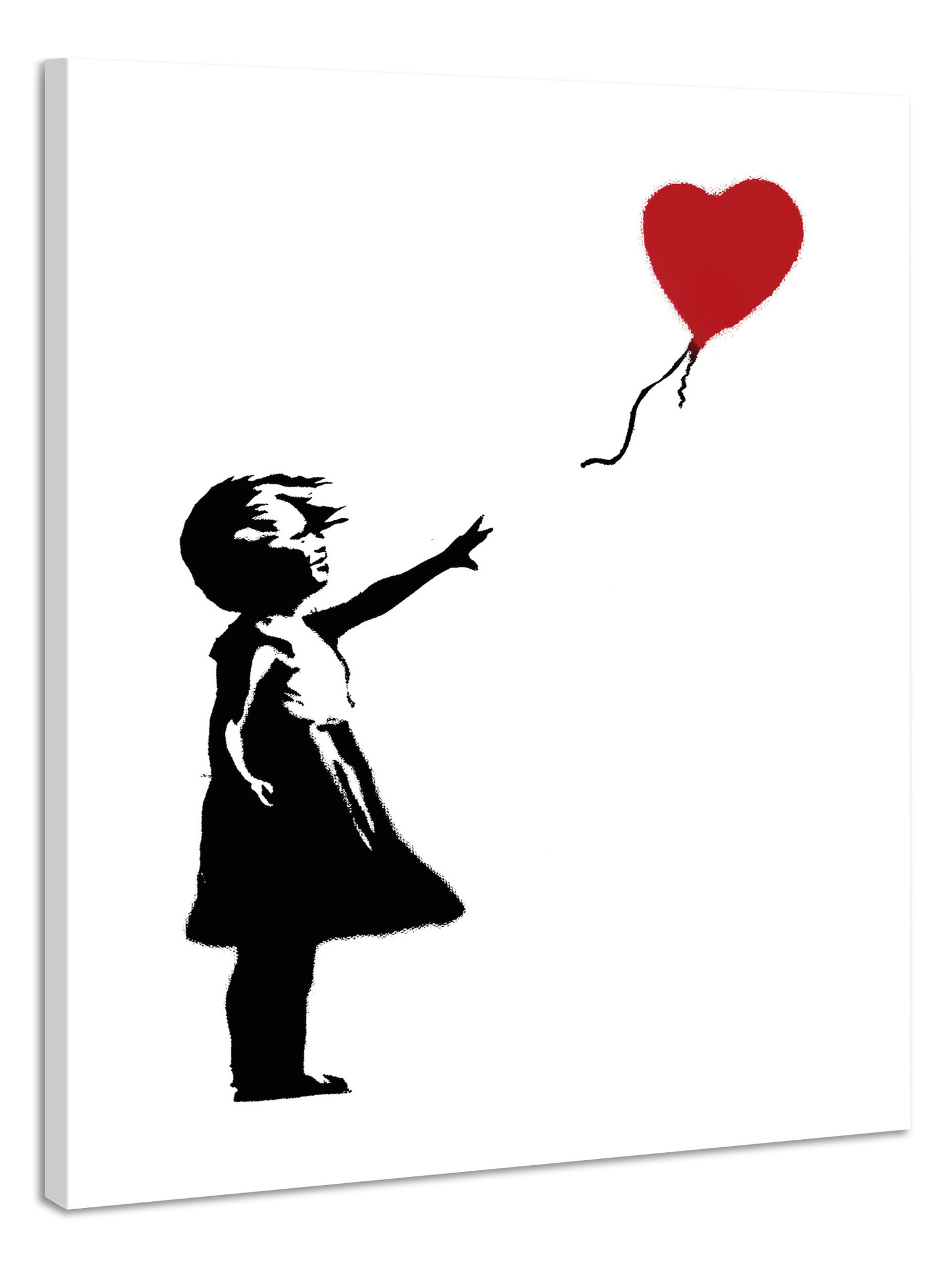 Schilderij - Banksy, Girl with Balloon, Meisje met Ballon, 80x120cm.Premium Print, aluminum afbeelding