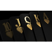 Karo-art Schilderij - Zwart-Gouden speelkaarten, Casino, Premium Print
