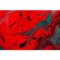 Karo-art Schilderij - Abstract in Rood en Groen, Super scherpe print, 2 maten