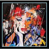 Karo-art Schilderij - Abstracte Vrouw, Graffiti, Premium Print, wanddecoratie