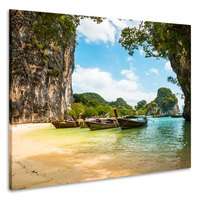 Karo-art Schilderij - Boten Thailand  , 3 Maten, Premium print