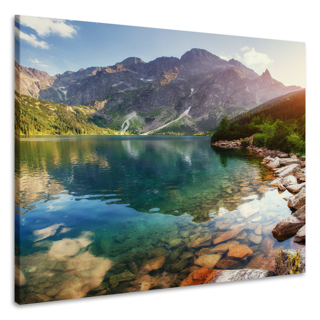Schilderij - Uitzicht op bergen, natuur, premium print, 3 maten afbeelding