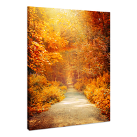 Karo-art Schilderij - Herfstpad door het Bos, Premium Print, Wanddecoratie