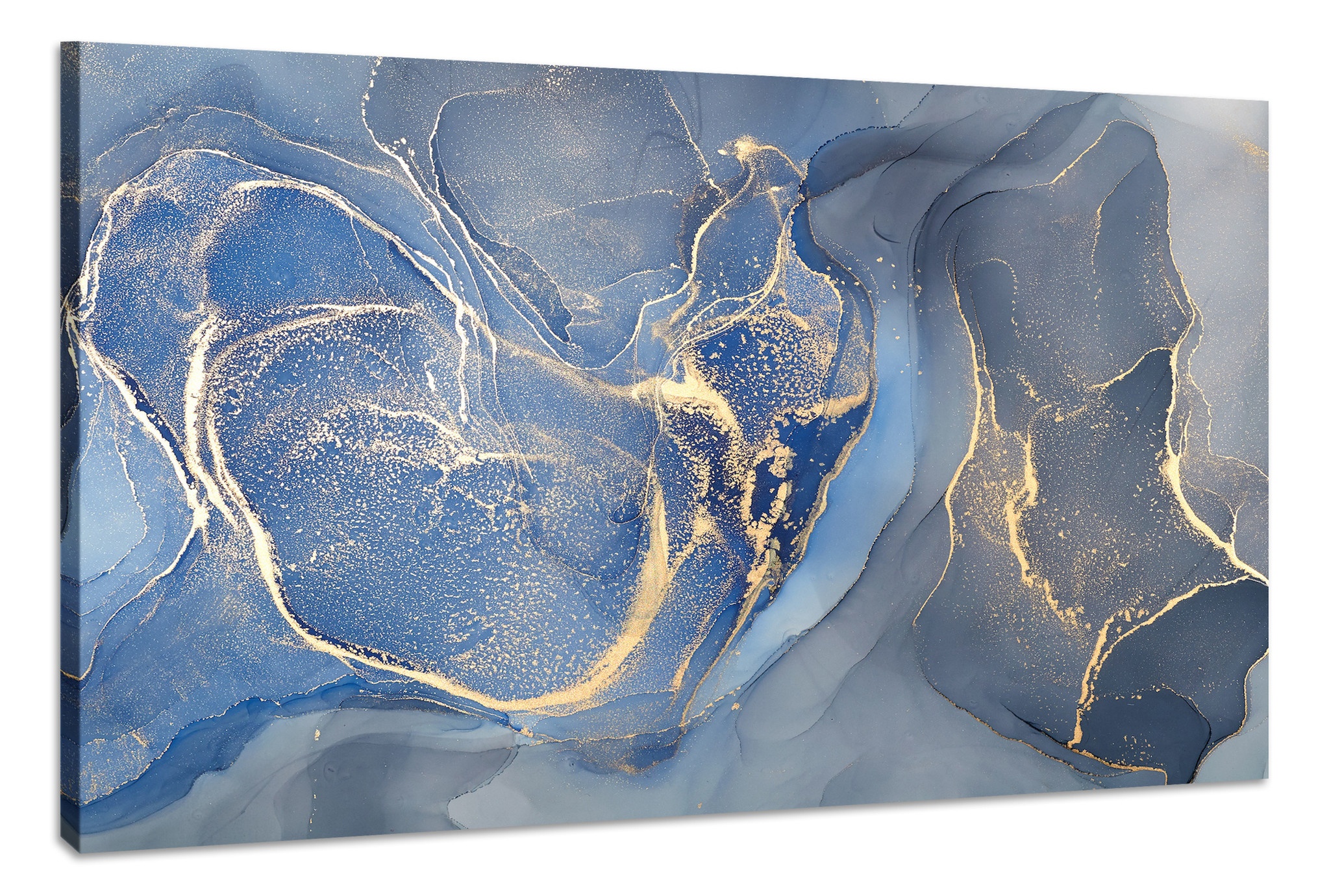 Schilderij - Abstracte Lichtblauwe kleurencompositie, Premium Print, Wanddecoratie afbeelding