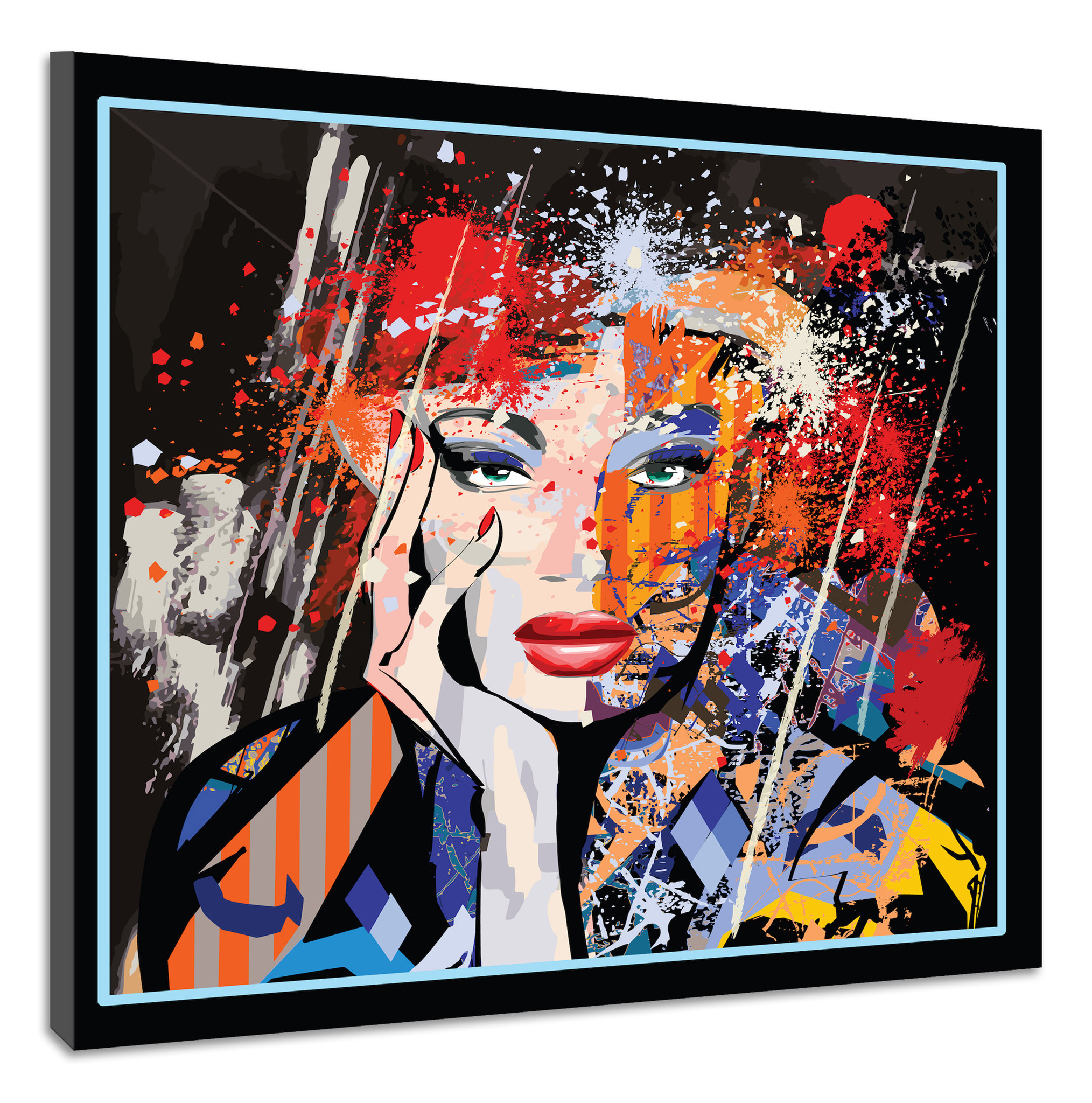 Schilderij - Abstracte Vrouw, Graffiti, Premium Print, wanddecoratie afbeelding