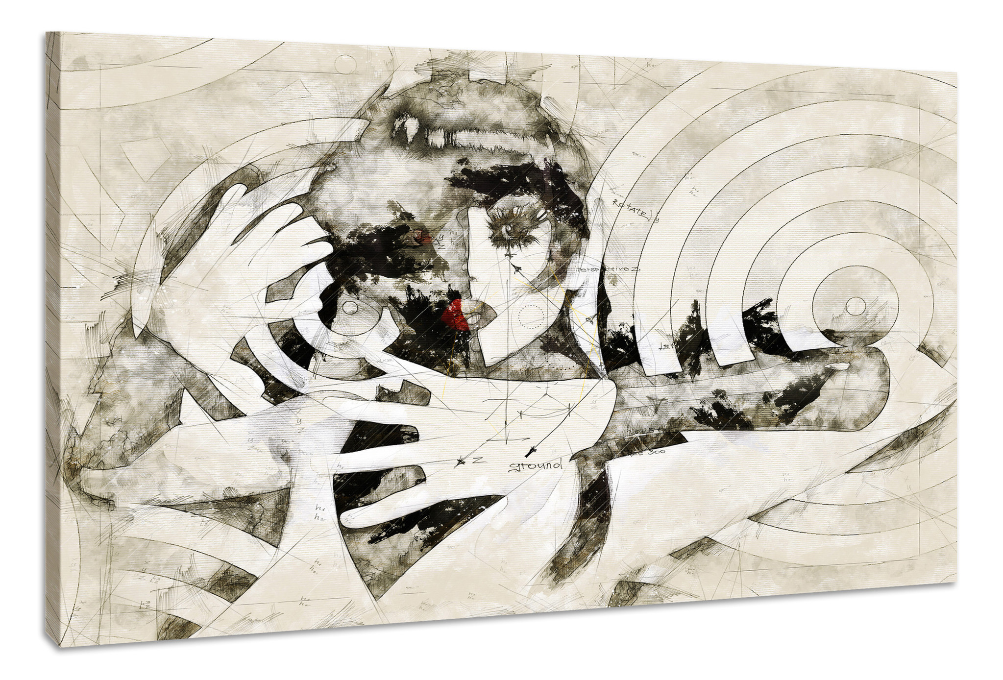 Schilderij - Abstracte Vrouw, Rotate, Ground, Premium Print, wanddecoratie afbeelding
