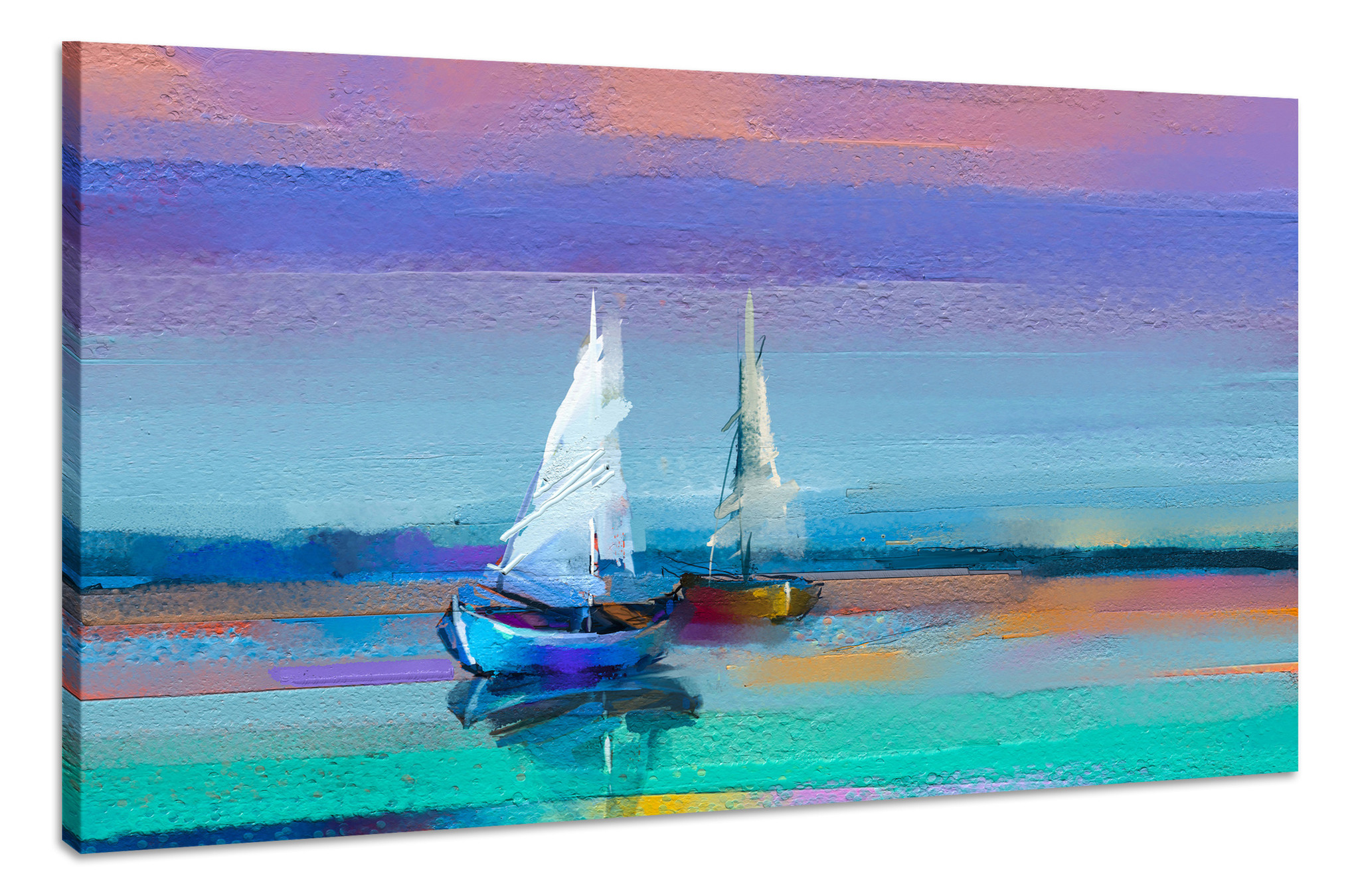 Schilderij - Zeilboten Abstract, Print op Canvas, Multikleur, Premium Print afbeelding