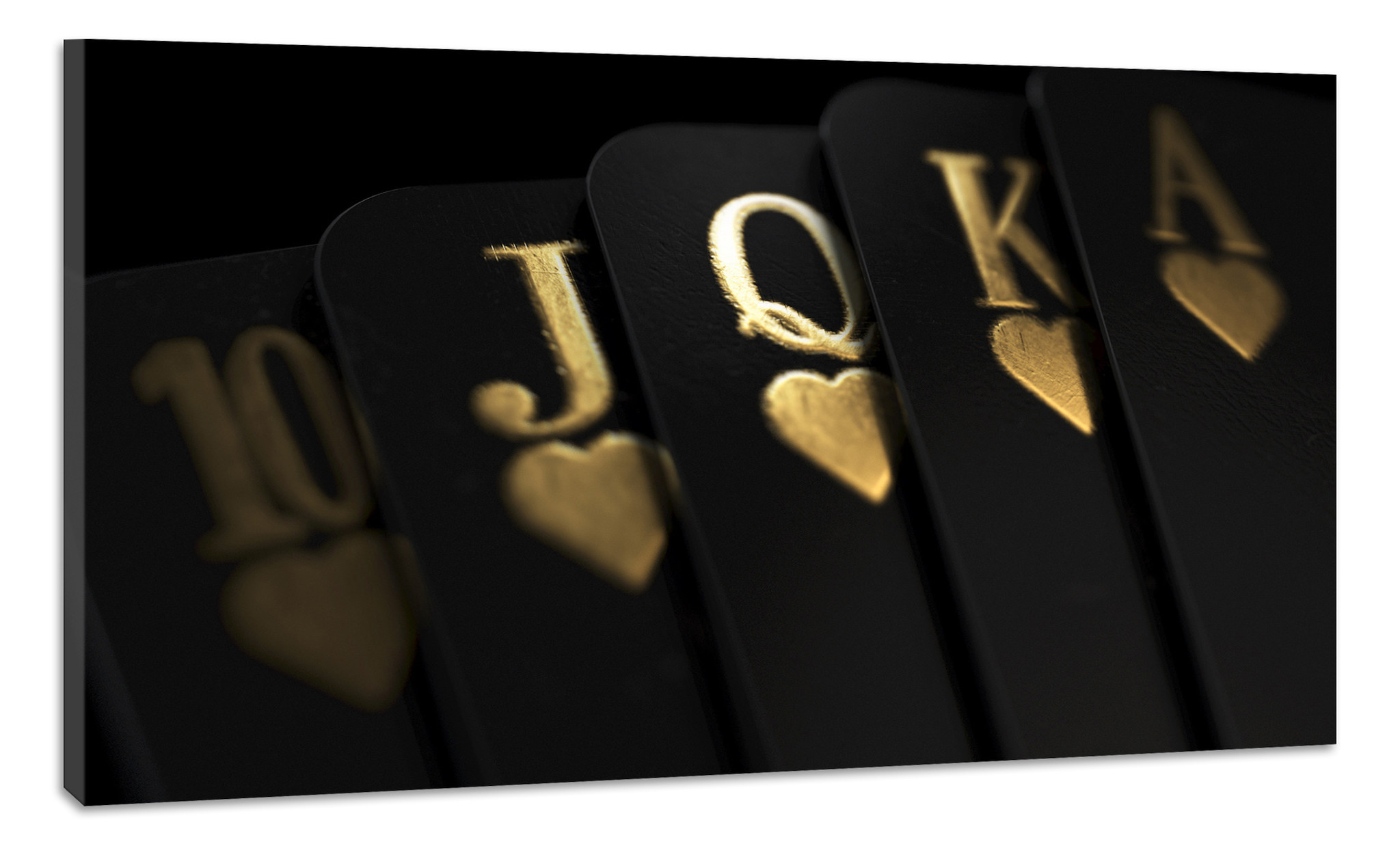 Schilderij - Zwart-Gouden speelkaarten, Casino, Premium Print afbeelding