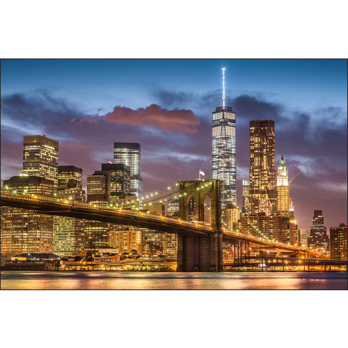 Photo wallpaper New York City At Night  Non-woven 90 x 60 cm FT-623-VE90-60