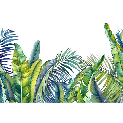 Fotobehang - Groene en blauwe tropische planten, in 11 maten te koop, incl behanglijm