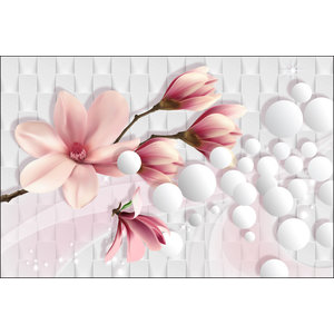 Fotobehang - Prachtige Magnolia, 3D look, te koop in 11 maten, Premium Print, incl behanglijm