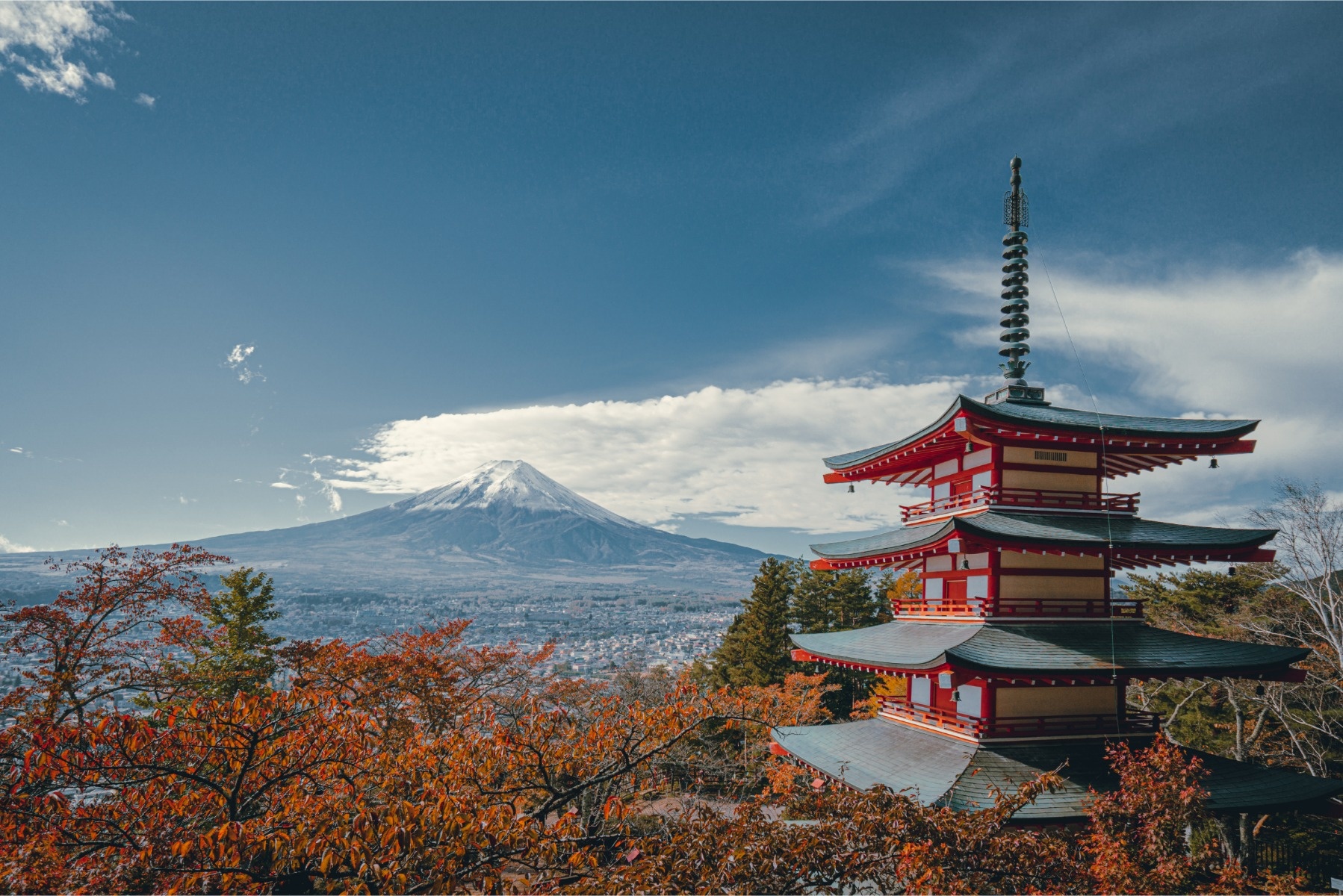 Photo wallpaper Japanese pagoda in autumn Non-woven 104 x 70.5 cm FT-2659-VEM