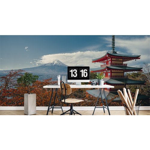 Fotobehang - Japanse pagode in de herfst, te koop in 11 maten, premium print, incl behanglijm