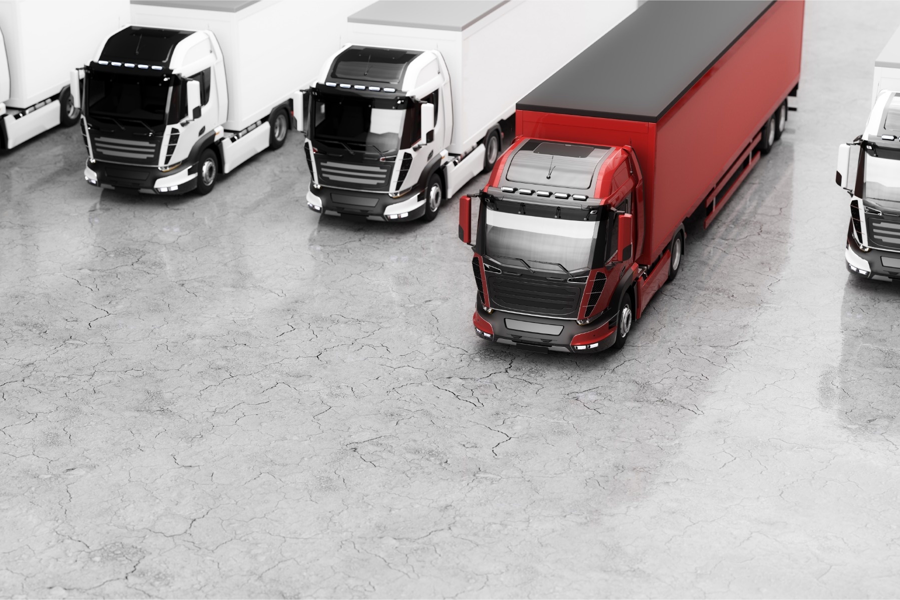Fotobehang - Vrachtwagenpark, Truckers, 11 maten, premium print, inclusief behanglijm afbeelding