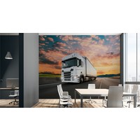Fotobehang - Vrachtwagen met prachtige achtergrond, Truck, 11 maten, inclusief behanglijm