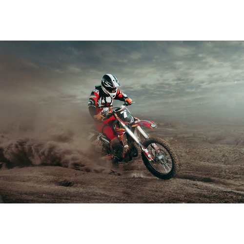 Fotobehang - Motocross in de woestijn, 11 maten, Premium print, inclusief behanglijm