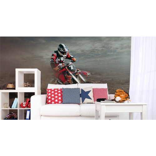Fotobehang - Motocross in de woestijn, 11 maten, Premium print, inclusief behanglijm