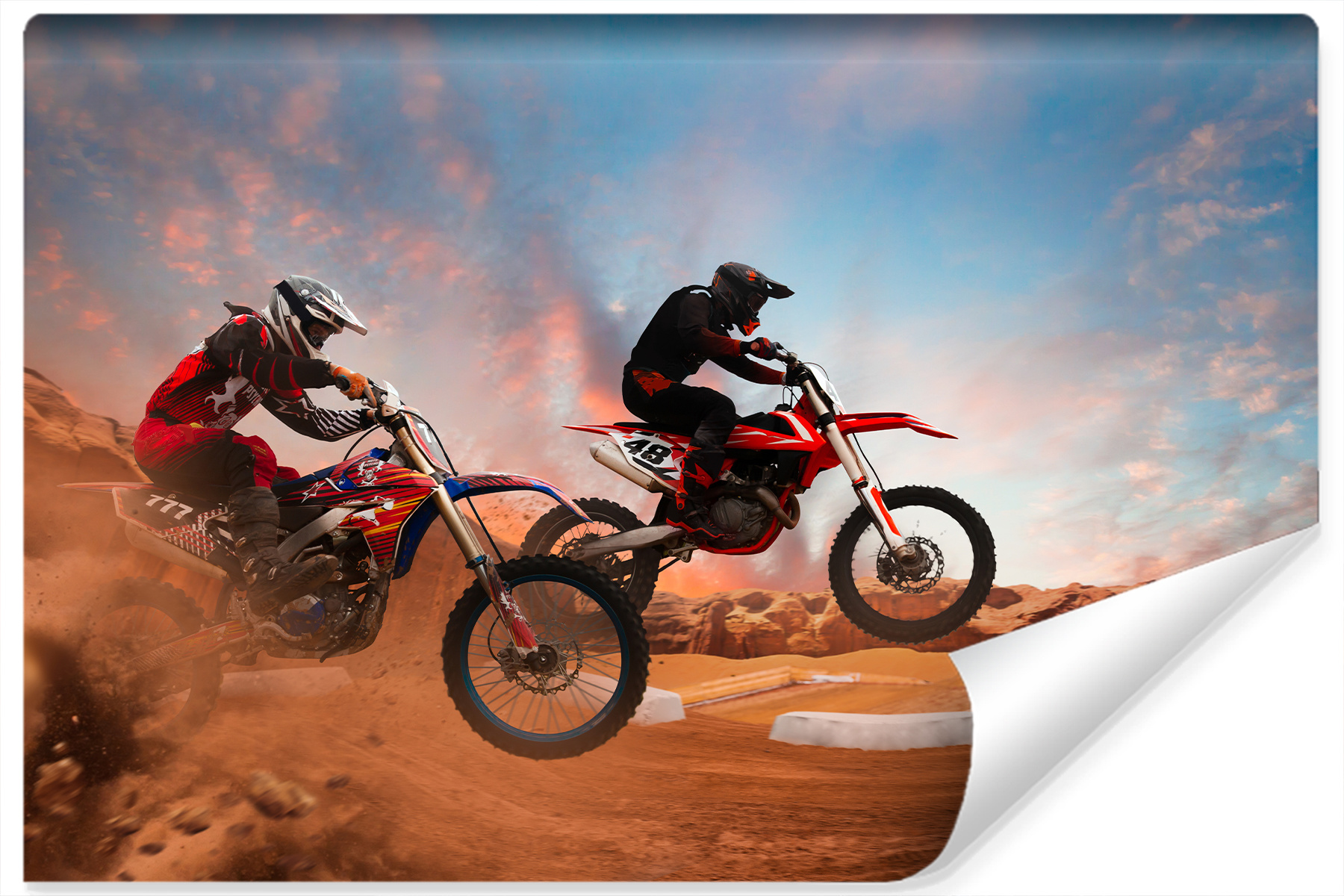 Fotobehang - Motorfiets Race, Motocross, 11 maten, premium print, inclusief behanglijm