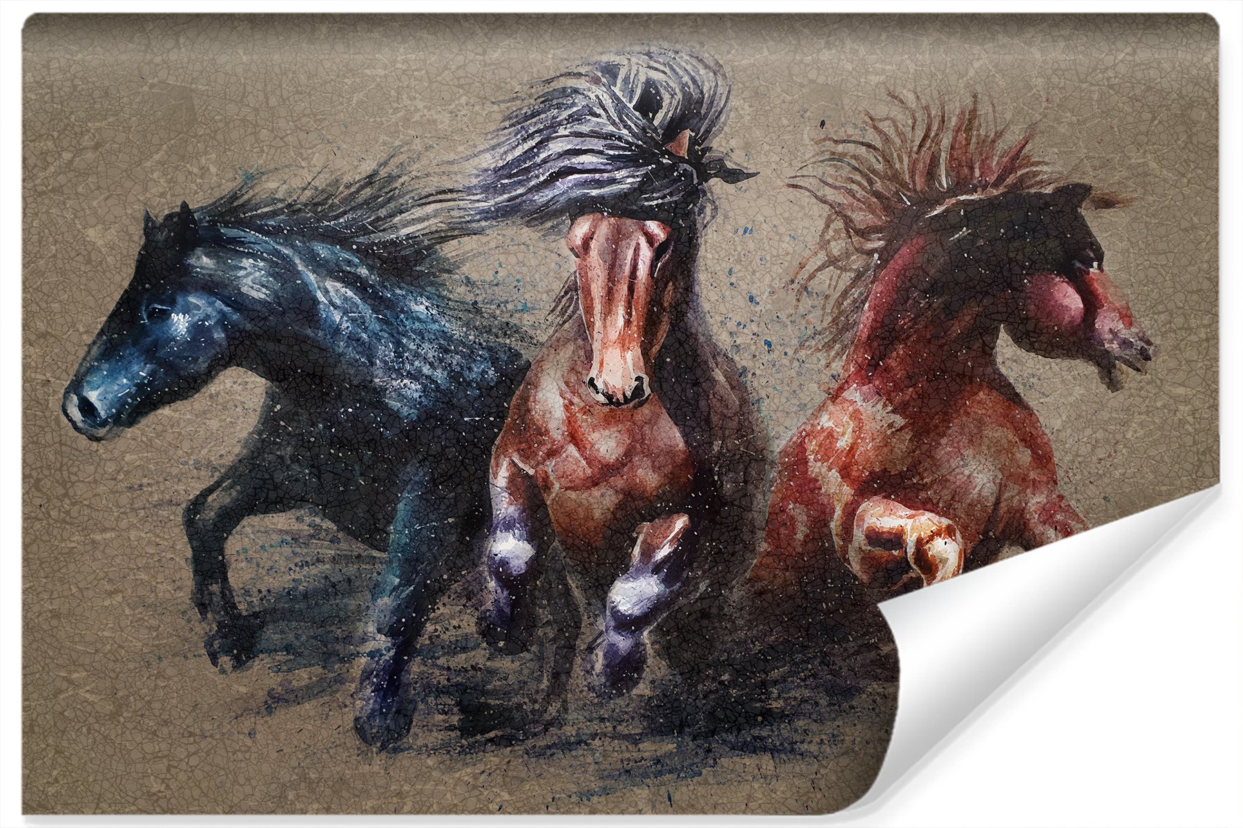 Photo wallpaper Three Running Horses Non-woven 104 x 70.5 cm FT-2978-VEM