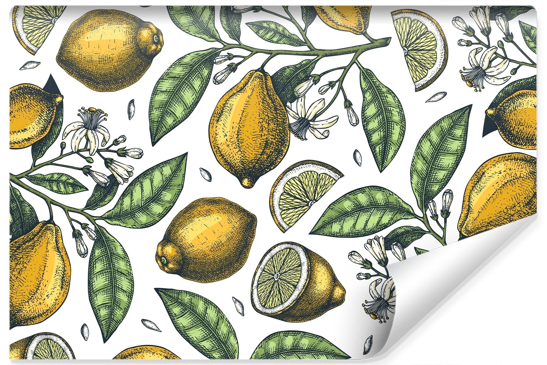Photo wallpaper Lemons with flowers Non-woven 104 x 70.5 cm FT-3016-VEM