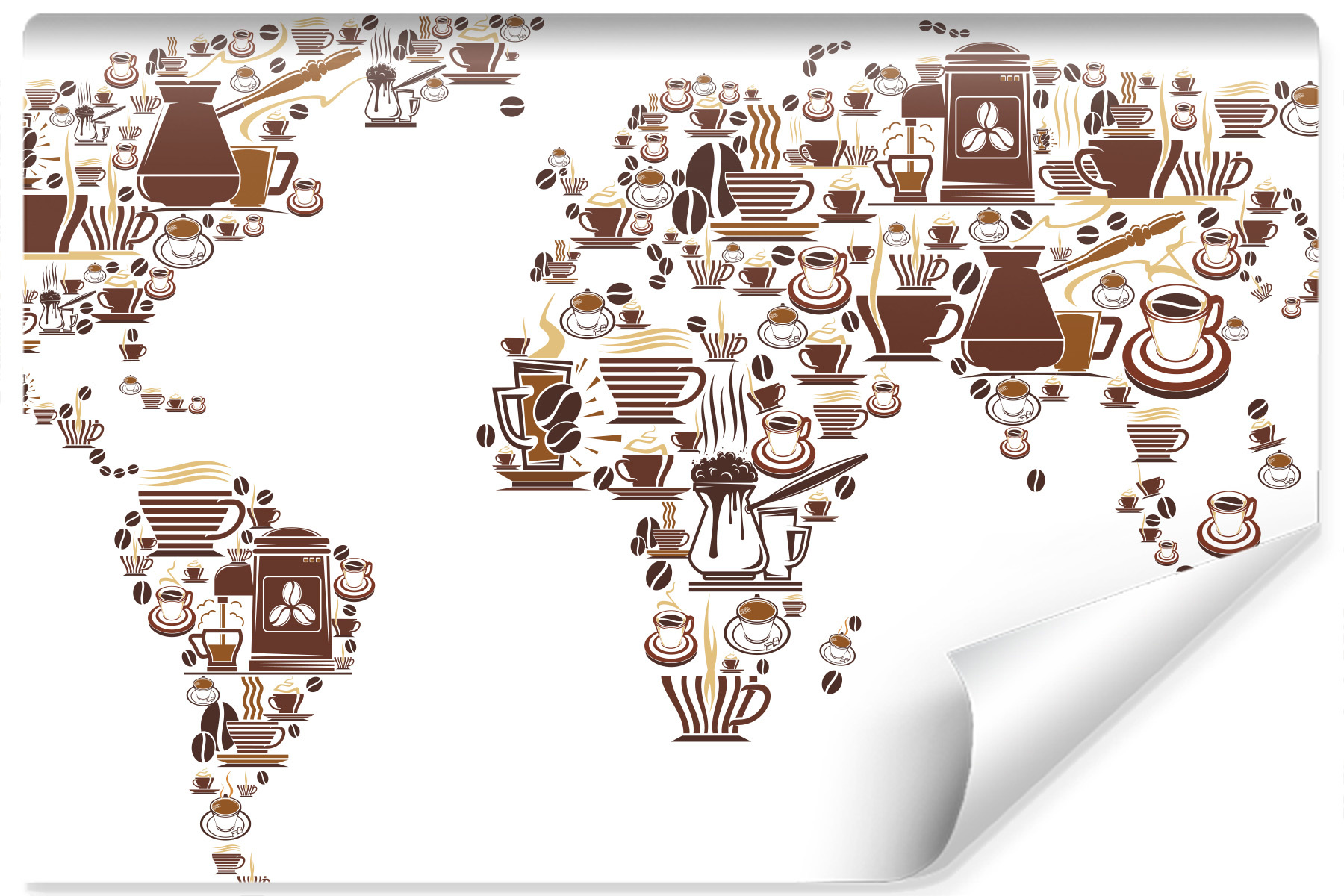 Photo wallpaper Coffee Map of the Wrold Non-woven 104 x 70.5 cm FT-3031-VEM