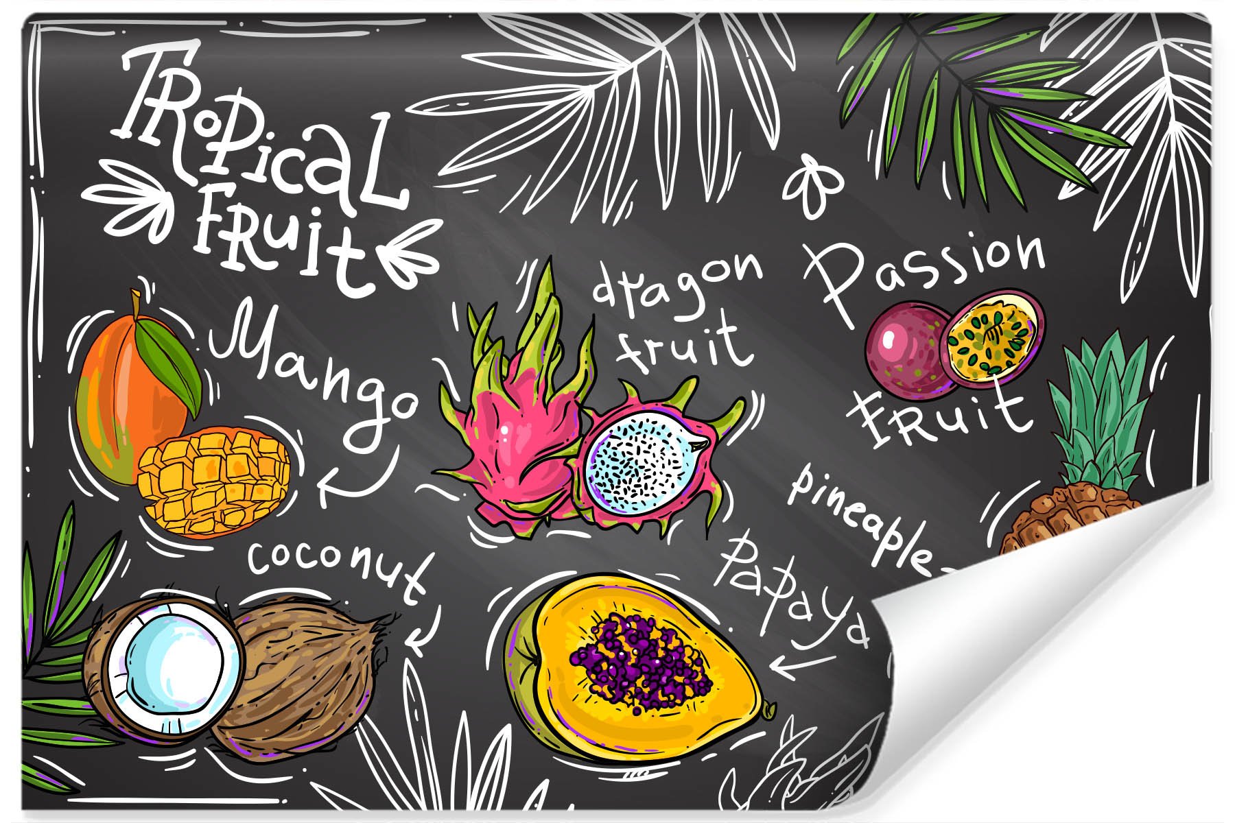 Photo wallpaper Tropical Fruits with Inscriptions Non-woven 104 x 70.5 cm FT-3060-VEM