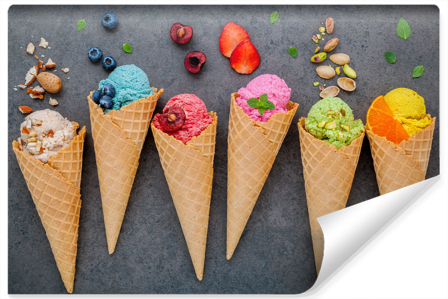 Photo wallpaper Colorful ice-cream in a wafer Non-woven 104 x 70.5 cm FT-3095-VEM