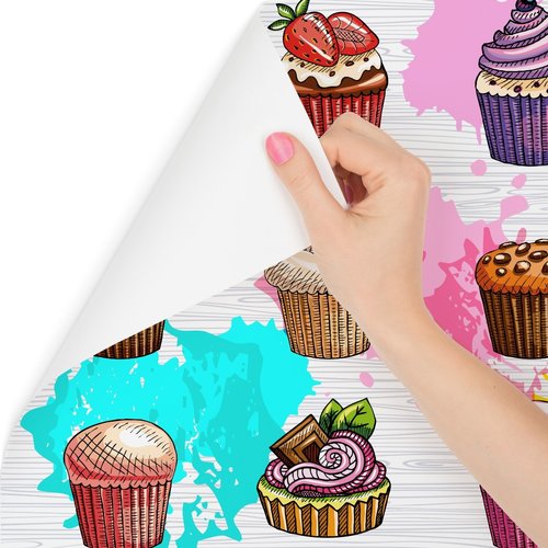 Fotobehang - Verschillende soorten Cupcakes, ook leuk in de kinderkamer, 11 maten, inclusief behanglijm