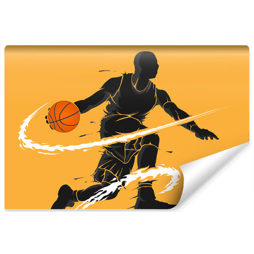 Fotobehang - Dribbelende Basketbal Speler, 11 maten, premium print, incl behanglijm