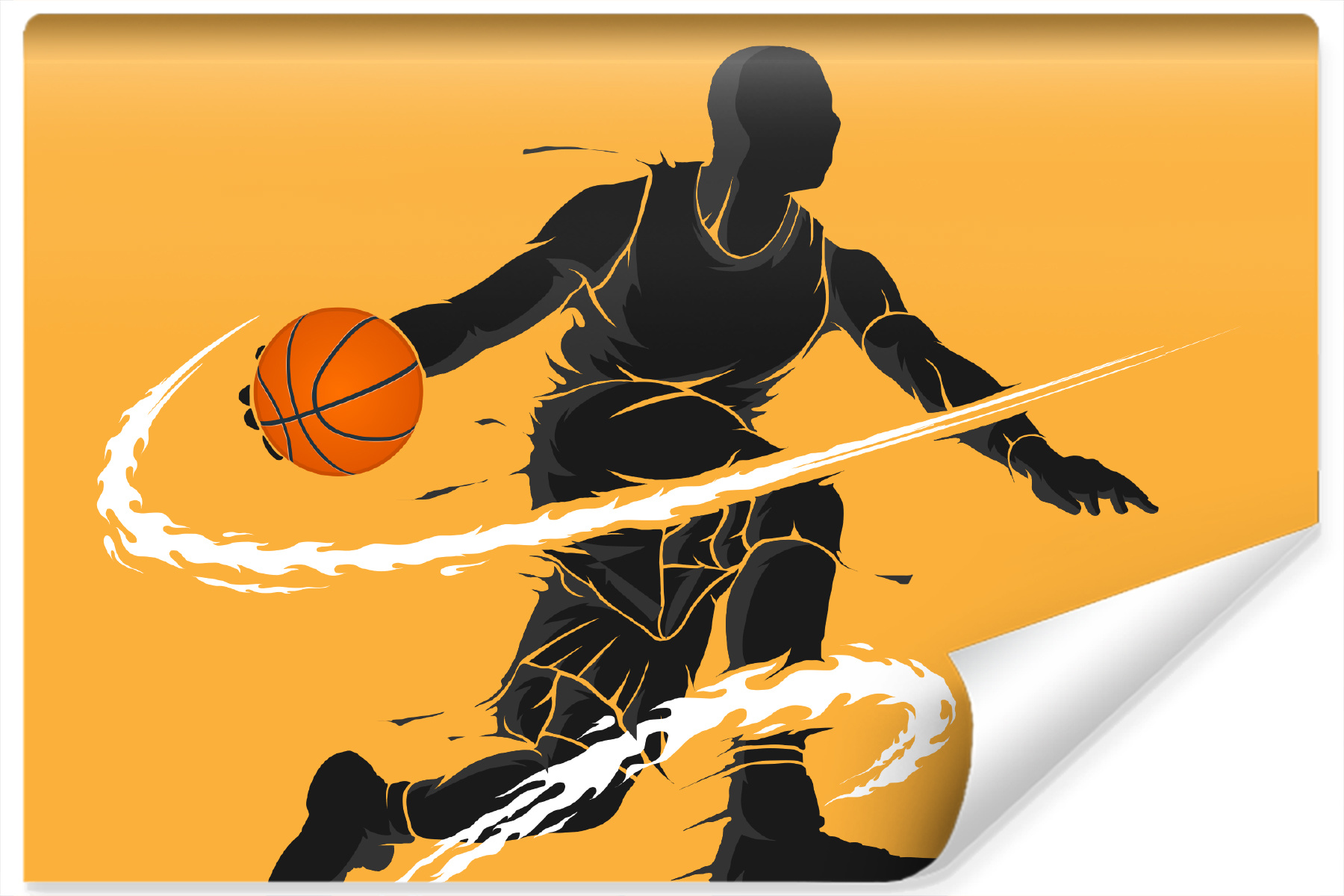 Fotobehang - Dribbelende Basketbal Speler, 11 maten, premium print, incl behanglijm