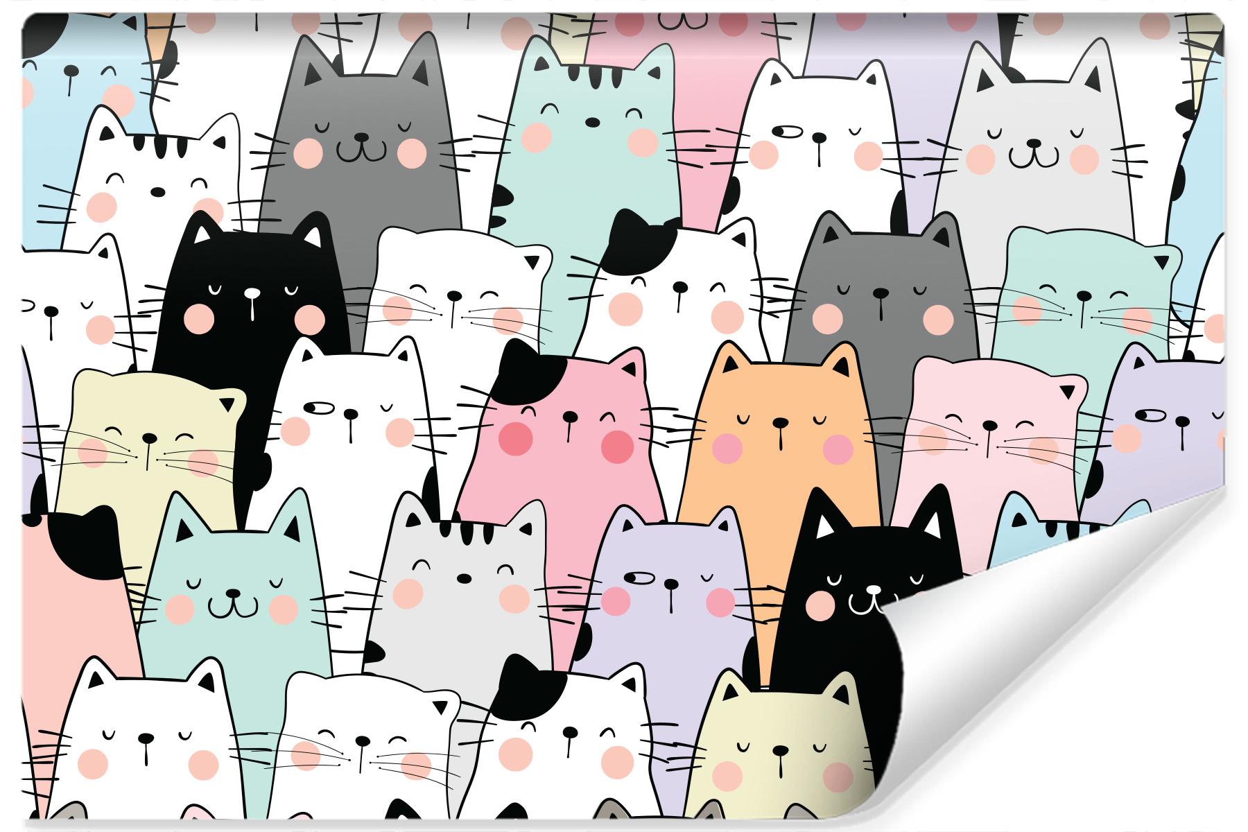 Fotobehang - Kleurrijke cartoon katten, ook mooi voor in een kinderkamer, 11 maten, inclusief behang