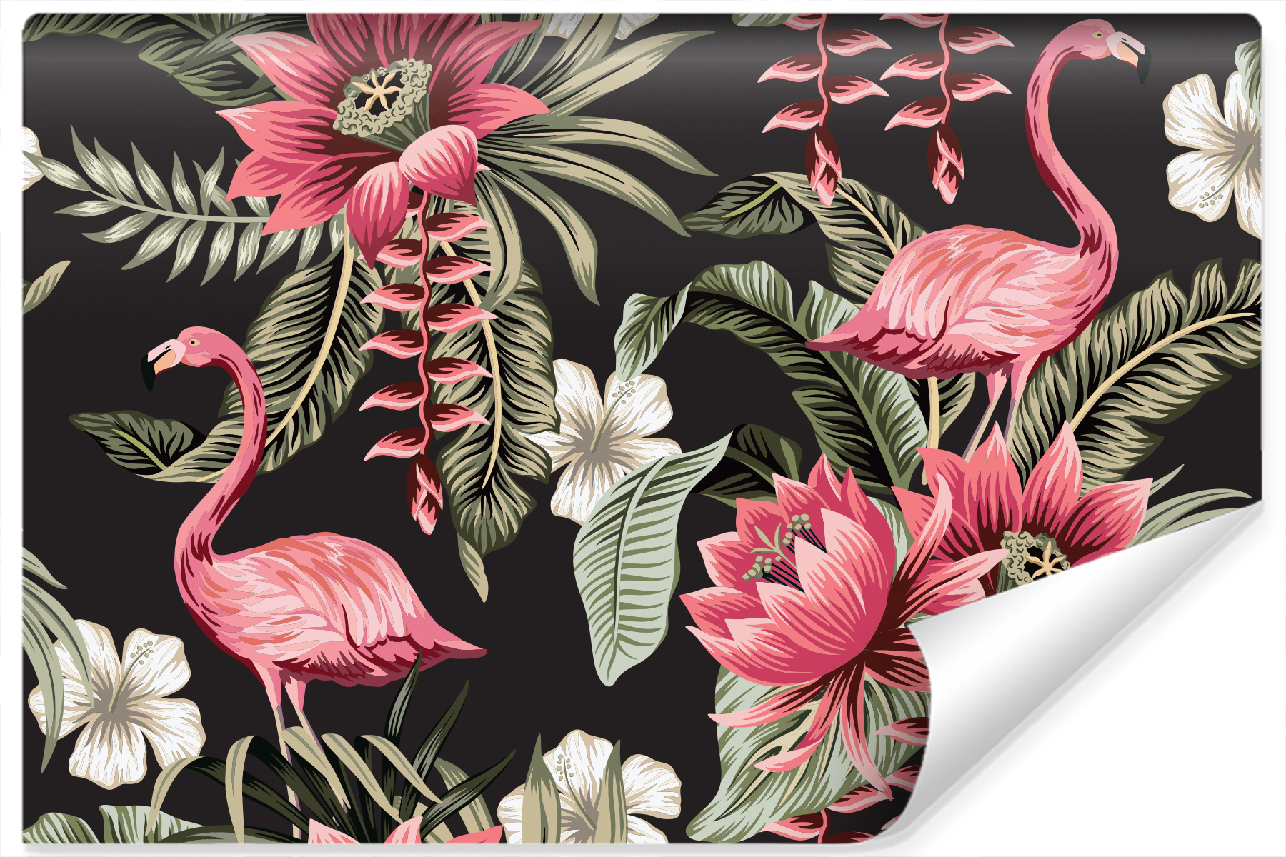 Photo wallpaper Tropical Flowers and Flamingos Vintage Non-woven 104 x 70.5 cm FT-3476-VEM