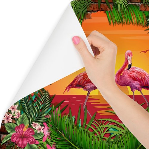 Fotobehang - Flamingo's, roze/groen, ook mooi in de kinderkamer, 11 maten, incl behanglijm