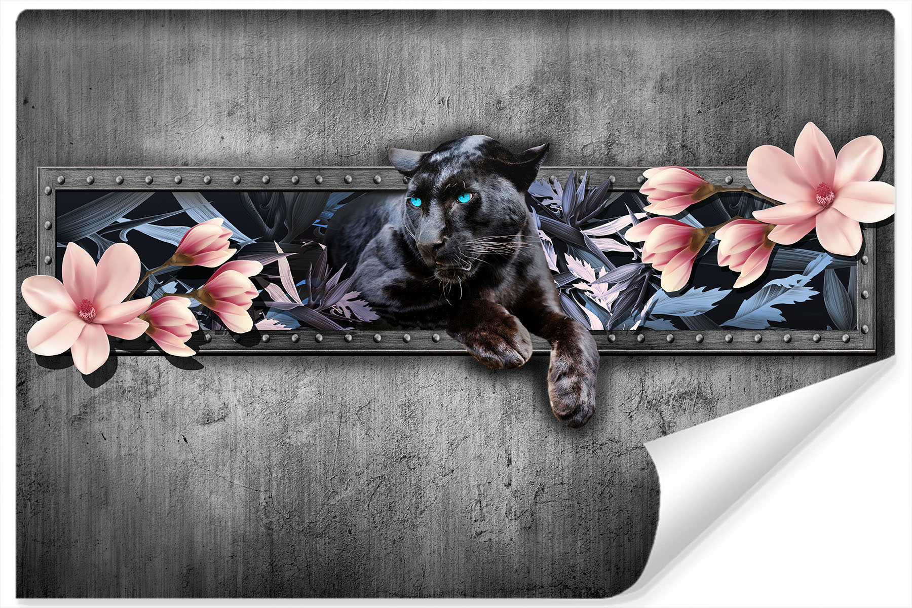 Photo wallpaper Panther with magnolia blossoms Non-woven 104x70,5 cm FT-3615-VEM