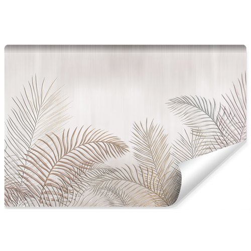 Fotobehang - Palmbladeren op een lichte achtergrond, Prachtig licht behang, 11 maten, inclusief behanglijm