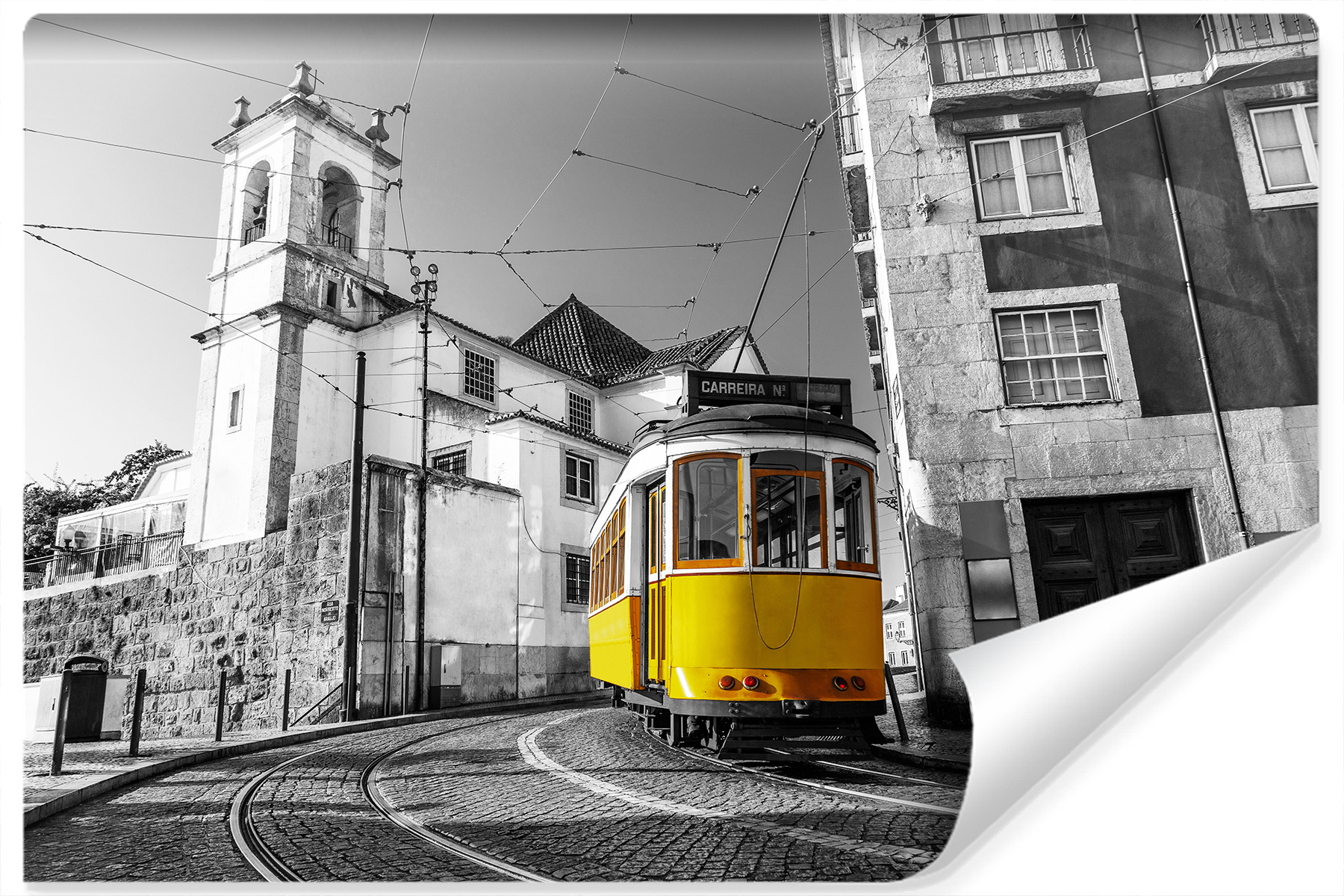 Photo wallpaper Tram in a Historic Discrict in Lisbon Non-woven 104 x 70.5 cm FT-3769-VEM