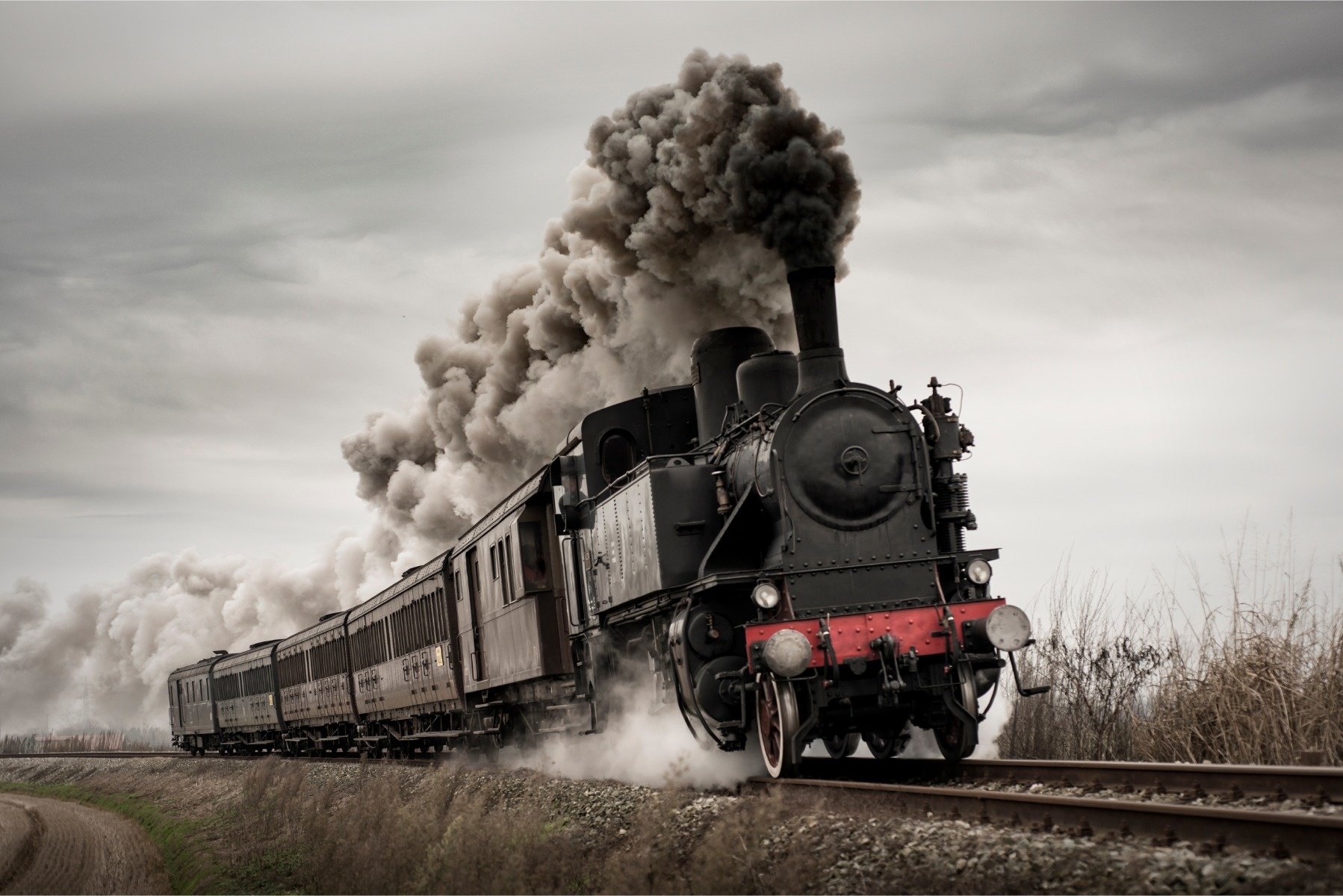 Fotobehang - Oude Stoomlocomotief, 11 maten, verwen je muur, inclusief behanglijm afbeelding