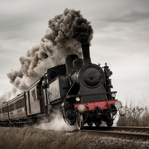 Fotobehang - Oude Stoomlocomotief, 11 maten, verwen je muur,  inclusief behanglijm