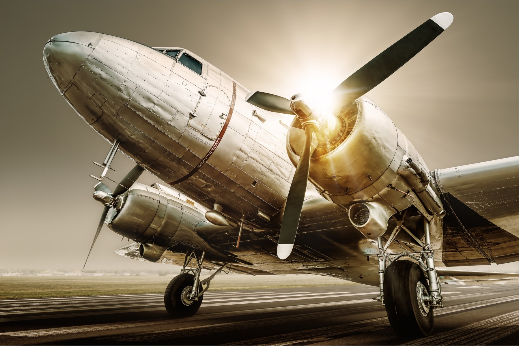 Fotobehang - Vintage vliegtuig, premium print, inclusief behanglijm afbeelding