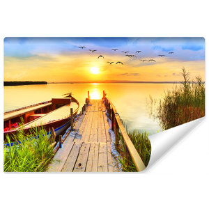 Fotobehang - Zonsondergang over meer , premium print, inclusief behanglijm