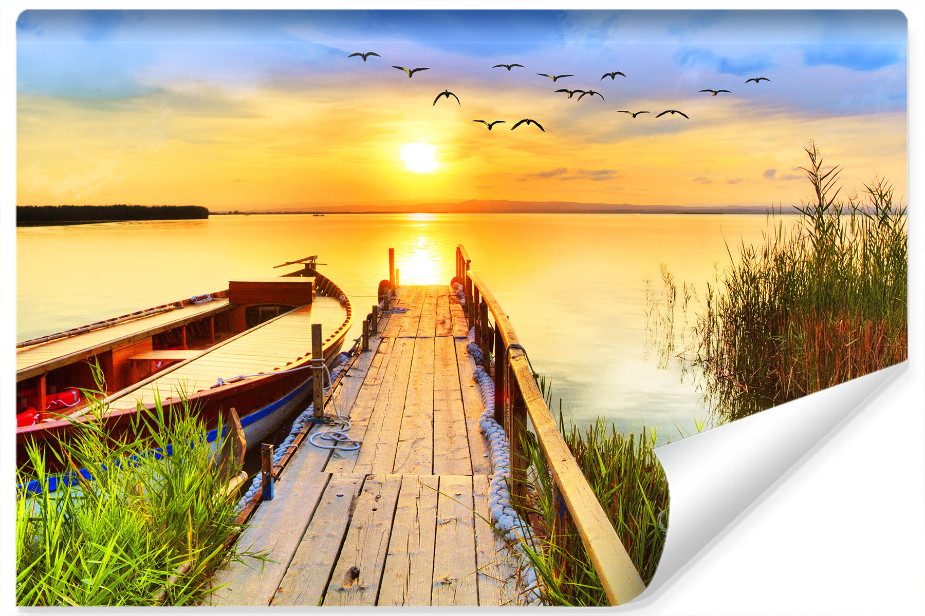 Photo wallpaper Landscape with a lake at sunset Non-woven 104 x 70.5 cm FT-3890-VEM