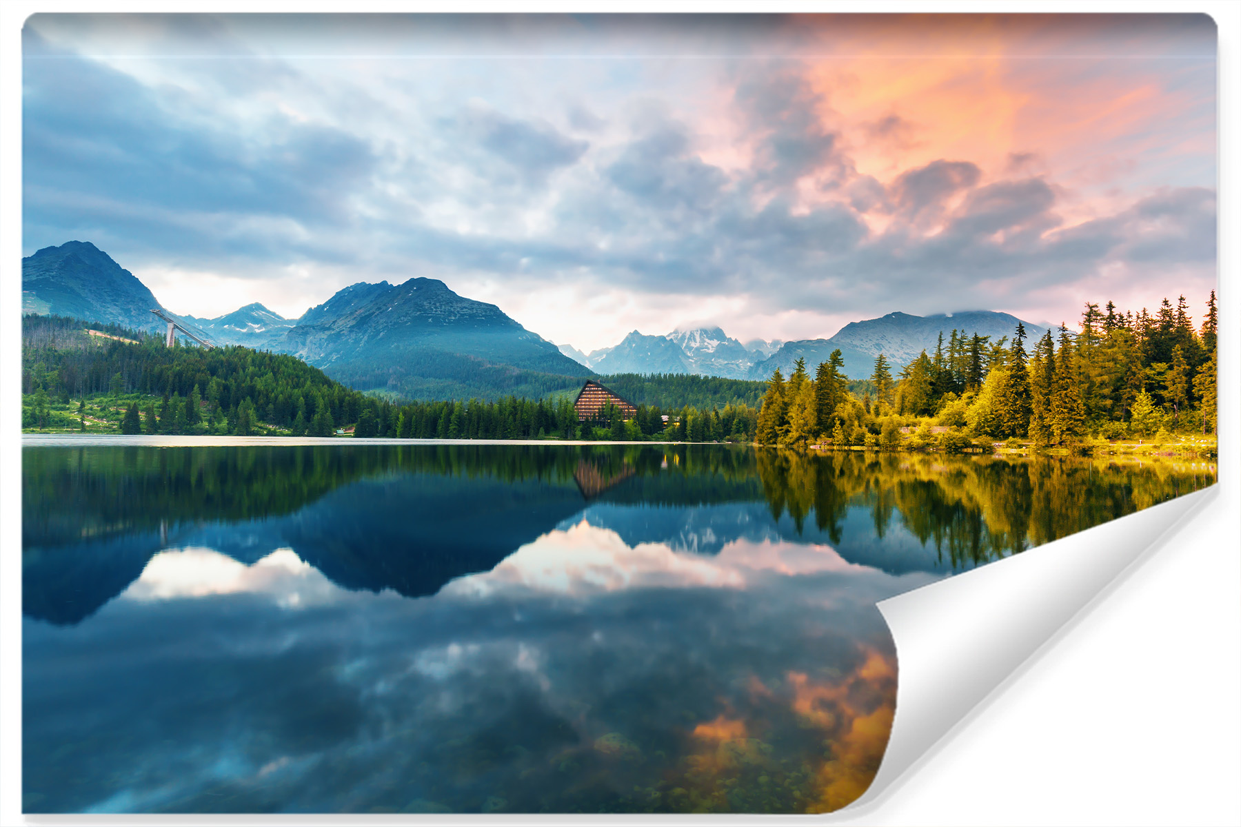 Photo wallpaper Štrbské Mountain-lake in the High Tatras in Slovakia Non-woven 104 x 70.5 cm FT-3892-VEM