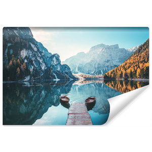 Fotobehang - Meer Lago di Braies Italië, premium print, inclusief behanglijm