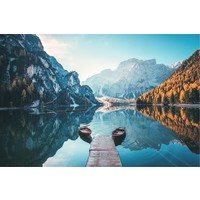 Fotobehang - Meer Lago di Braies Italië, premium print, inclusief behanglijm