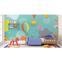 Fotobehang - Dieren tussen de wolken, Kinderkamer, premium print, inclusief behanglijm
