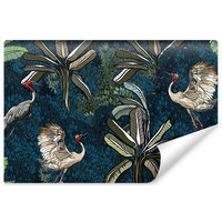 Fotobehang - Kraanvogels tussen bladeren, premium print, inclusief behanglijm
