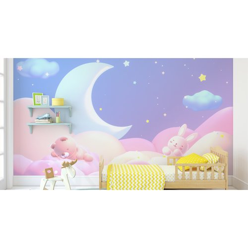 Fotobehang - Pastelkleurige droom, Kinderkamer, premium print, inclusief behanglijm