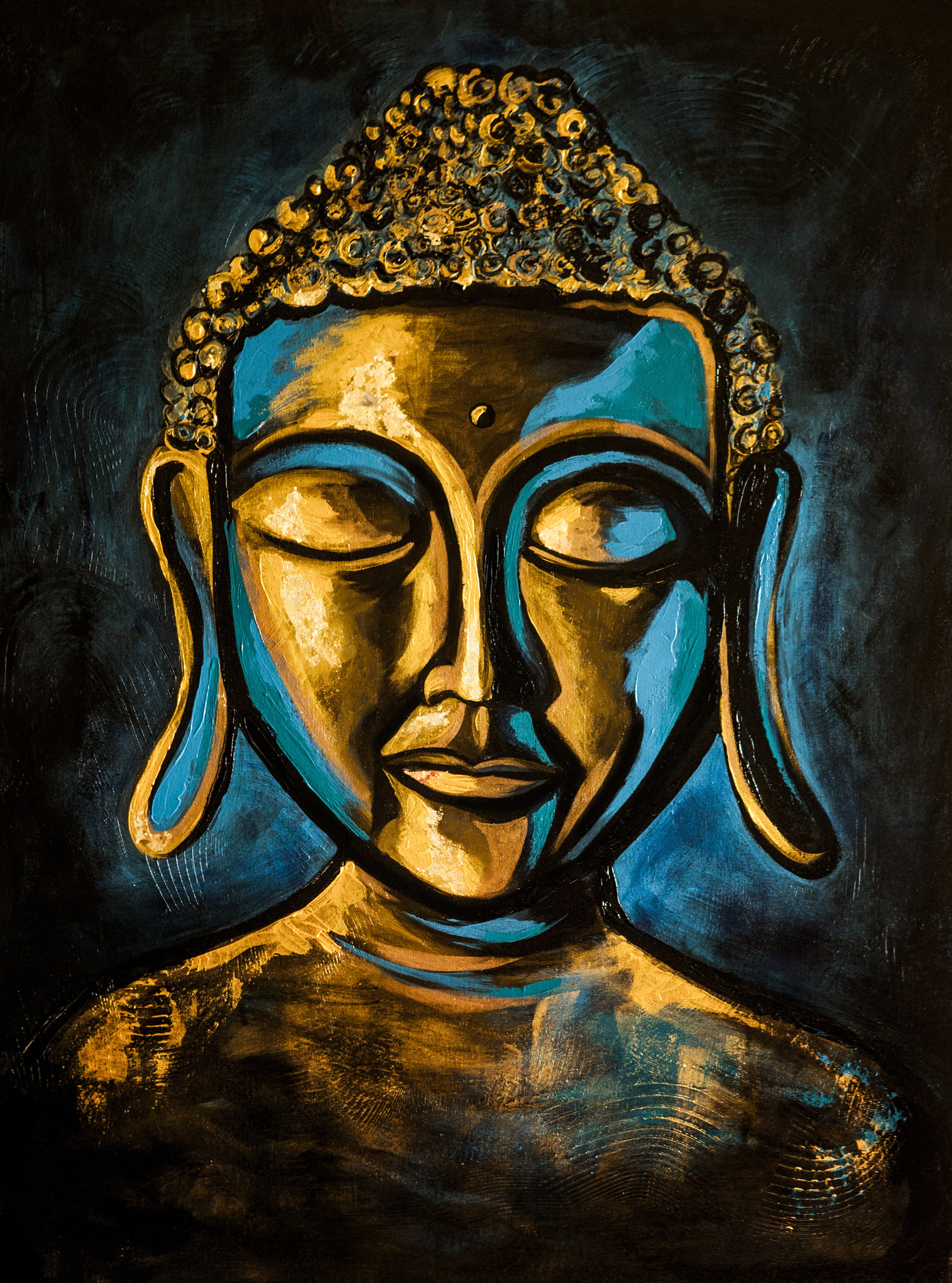 Poster- Boeddha Kunst, getekende Boeddha op premium poster afbeelding